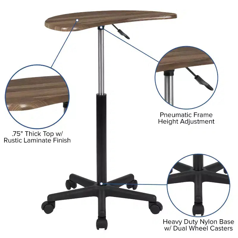Bureau d'ordinateur portable mobile Emma and Oliver Sit to Stand – Bureau debout roulant portable