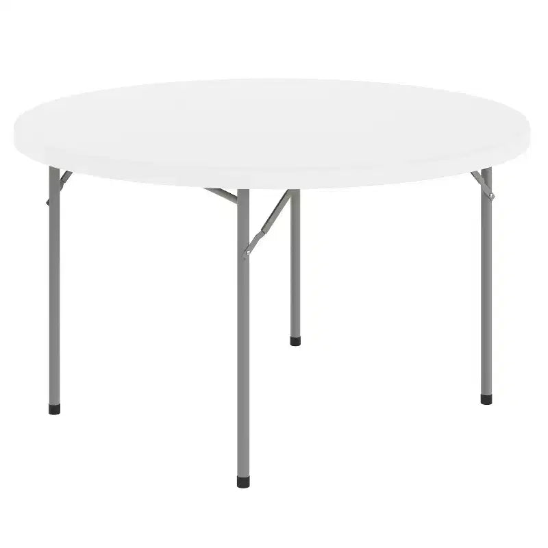 Emma and Oliver 4-Foot Round Granite White Plastic Folding Table - Banquet / Event Folding Table