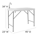 Emma et Oliver Table de nettoyage de poisson portable de 1,2 m / Table de camping et évier d'extérieur
