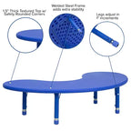 Table d'activités réglable en hauteur en plastique demi-lune Emma et Oliver 35 po larg. x 65 po long.