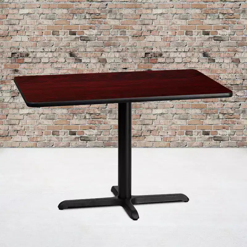 Table rectangulaire stratifiée 30x42 Emma et Oliver avec pied de table 23,5x29,5