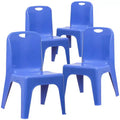 Emma and Oliver 4 Pack Plastic Stack School Chair with Carrying Handle and 11 Seat Height