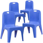 Emma and Oliver 4 Pack Plastic Stack School Chair with Carrying Handle and 11 Seat Height