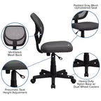 Fauteuil de bureau ergonomique Emma et Oliver à dossier incurvé en maille et pivotant