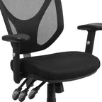 Emma et Oliver Chaise de bureau ergonomique multifonction pivotante en maille noire à dossier moyen – Accoudoirs