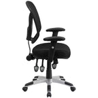 Emma et Oliver Chaise de bureau ergonomique multifonction pivotante en maille noire à dossier moyen – Accoudoirs