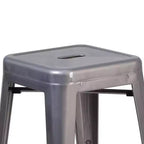 Tabouret de bar d'intérieur sans dossier Emma and Oliver 24H en métal enduit transparent avec assise carrée