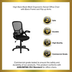 Fauteuil de bureau ergonomique à dossier haut en maille Emma et Oliver avec accoudoirs relevables