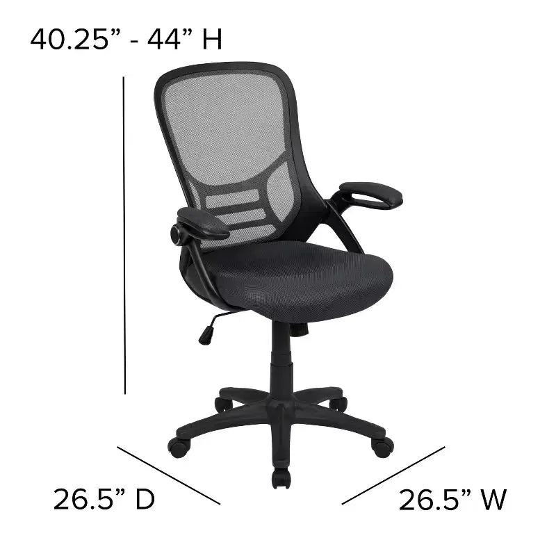 Fauteuil de bureau ergonomique à dossier haut en maille Emma et Oliver avec accoudoirs relevables
