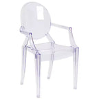 Emma and Oliver Oval Back Ghost Chair with Arms in Transparent Crystal