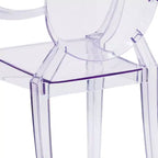 Chaise Ghost Emma et Oliver à dossier ovale avec accoudoirs en cristal transparent