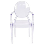 Chaise Ghost Emma et Oliver à dossier ovale avec accoudoirs en cristal transparent