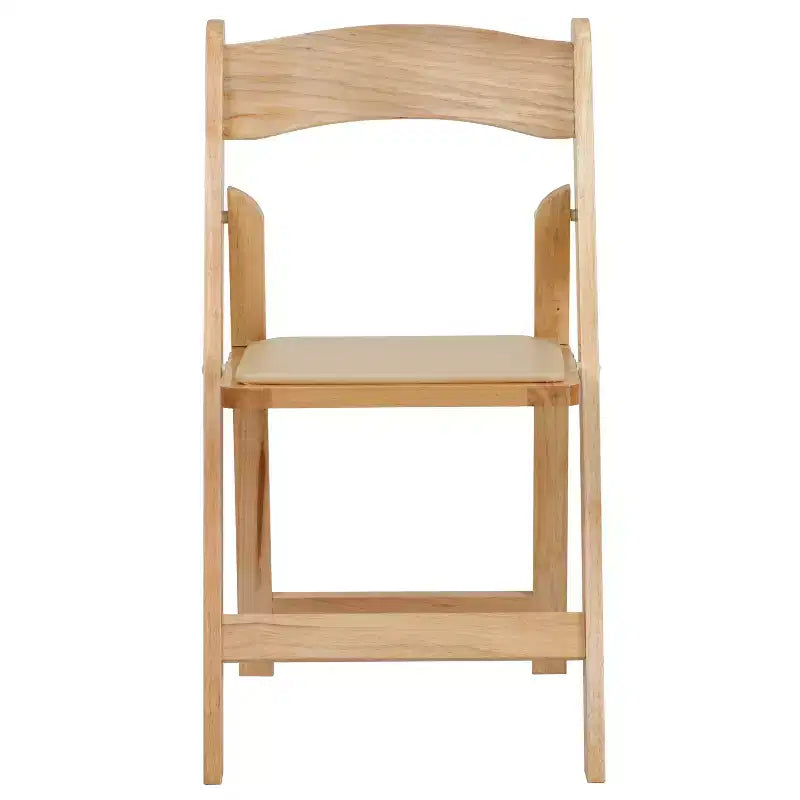 Emma et Oliver, paquet de 2 chaises pliantes en bois pour mariage ou événement, avec siège rembourré en vinyle