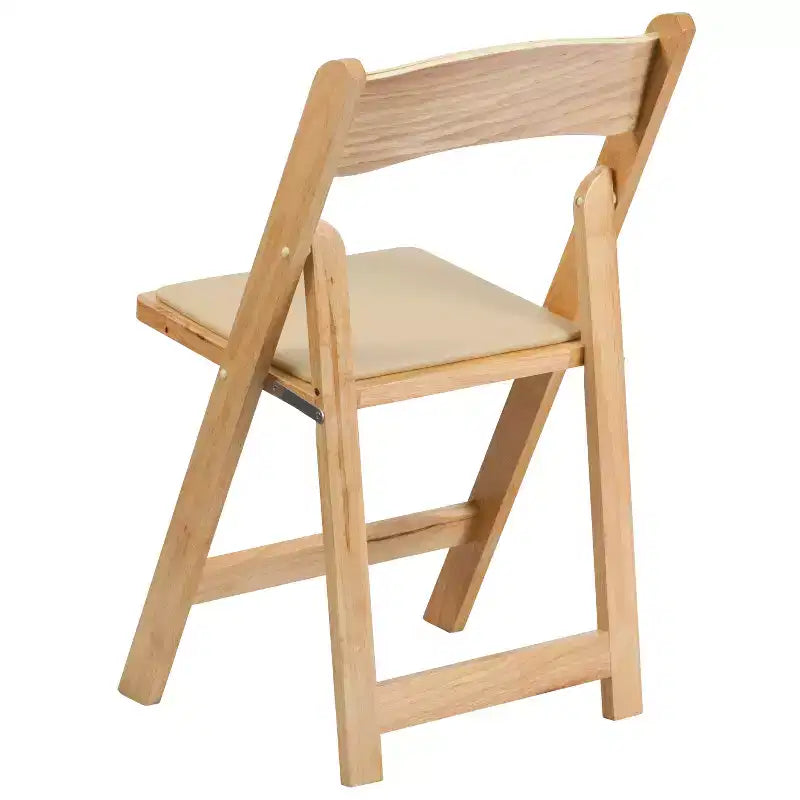 Emma et Oliver, paquet de 2 chaises pliantes en bois pour mariage ou événement, avec siège rembourré en vinyle