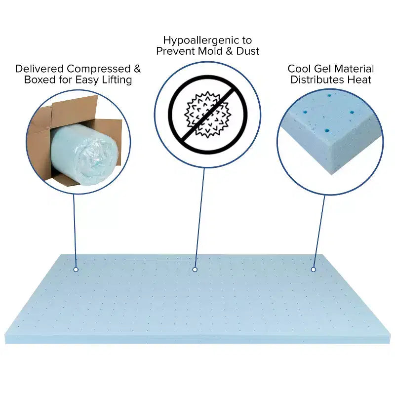 Emma et Oliver Ensemble matelas et surmatelas en mousse à mémoire de forme gel 10 pièces