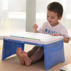 Basicwise Plateau portable pliable en plastique pour enfants, bleu et blanc