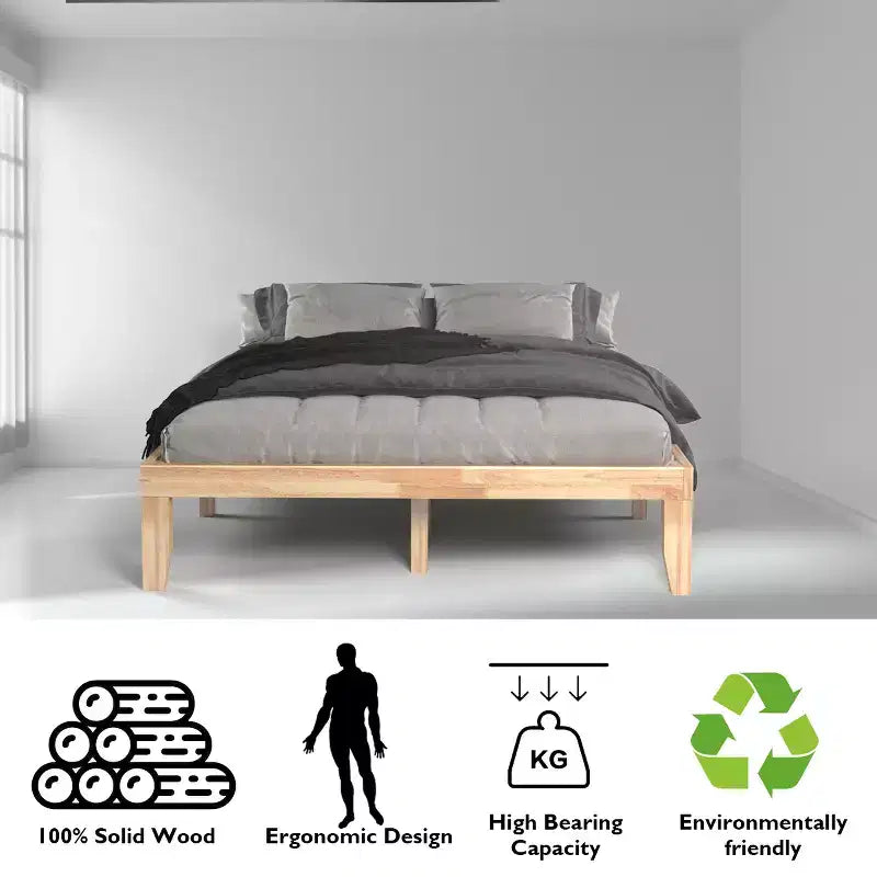 Cadre de lit en bois Costway Queen Size 14 po avec plate-forme à matelas et lattes de support en bois EspressoNaturel