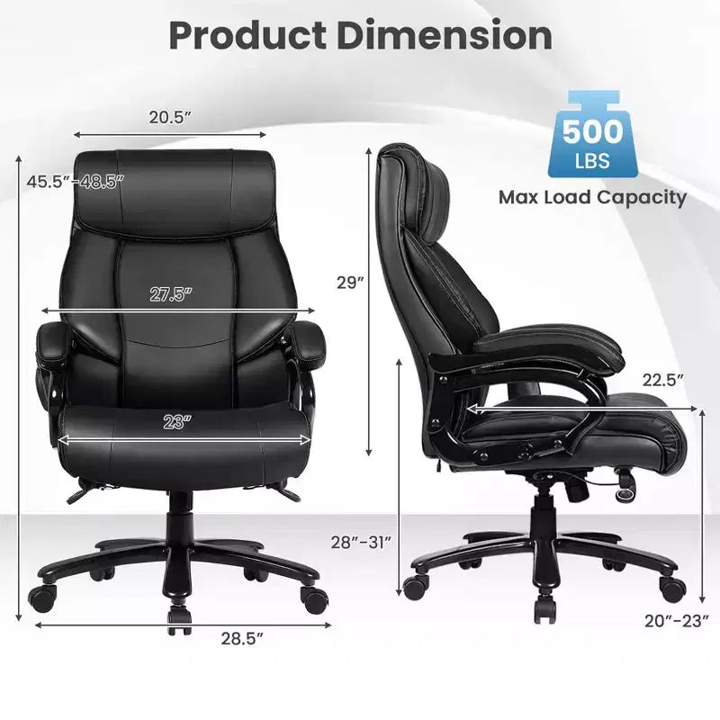 Chaise de Bureau Grande Taille Costway 500 livres avec Massage 6 Points, Siège Large et Accoudoirs Rembourrés