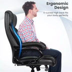 Chaise de Bureau Grande Taille Costway 500 livres avec Massage 6 Points, Siège Large et Accoudoirs Rembourrés