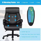 Chaise de Bureau Grande Taille Costway 500 livres avec Massage 6 Points, Siège Large et Accoudoirs Rembourrés