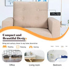 Costway Fauteuil d'appoint capitonné moderne en tissu, canapé simple avec pieds en bois d'hévéa Bleu/Beige/Gris