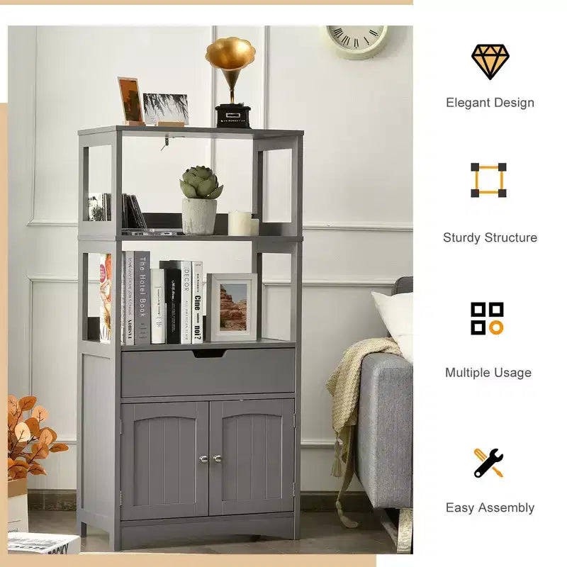 Meuble de Rangement Salle de Bain Costway avec Tiroir Étagère Armoire Meuble Bas