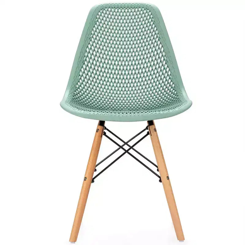 Costway Lot de 2 chaises de salle à manger DSW modernes pour bureau et maison, avec design en maille et pieds en bois