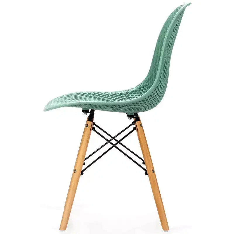 Costway Lot de 2 chaises de salle à manger DSW modernes pour bureau et maison, avec design en maille et pieds en bois
