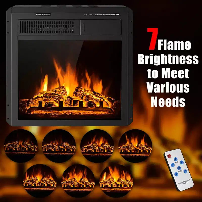 Meuble TV avec cheminée électrique Costway 63 po avec foyer électrique de 18 po 1500W pour téléviseurs jusqu'à 70 po Noyer
