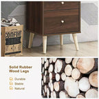 Table de chevet Costway 2 tiroirs d'appoint avec pieds en caoutchouc