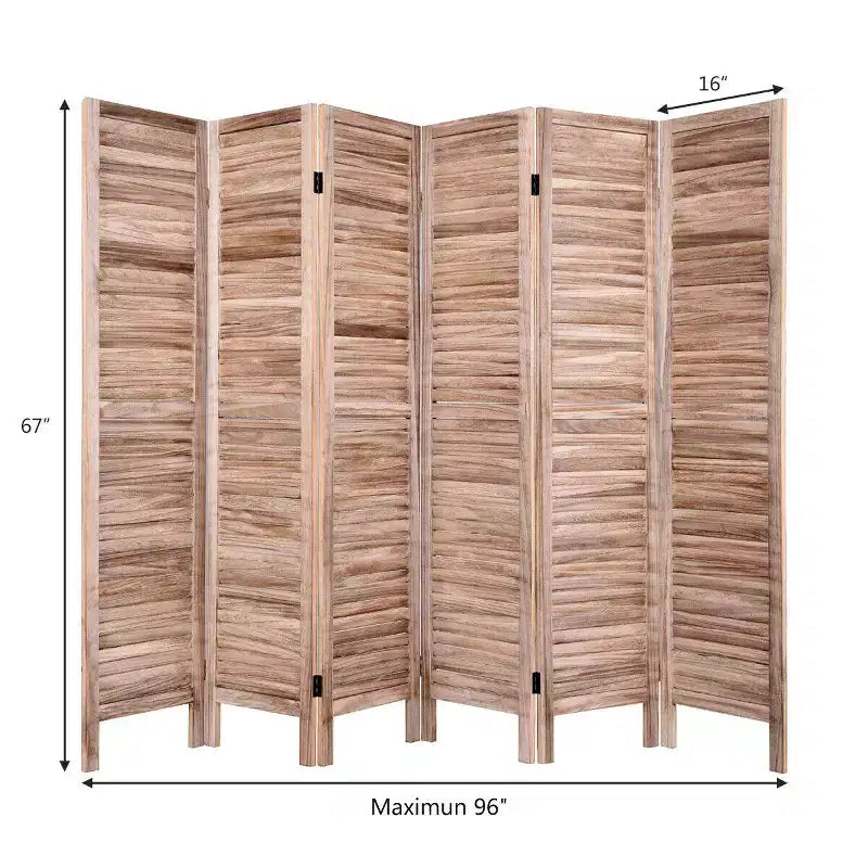 Costway Paravent 6 Panneaux 170 cm Séparateur de Pièce Classique à Lattes Vénitiennes en Bois pour la Maison