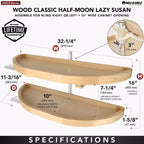 Rev-A-Shelf 4WLS882-32-570 Plateau tournant demi-lune en bois à 2 étagères de 81 cm pour armoires de coin aveugle