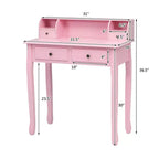 Bureau d'écriture Costway Mission Blanc Bureau d'ordinateur de bureau à domicile 4 tiroirs Blanc\Noir\Rose