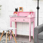 Bureau d'écriture Costway Mission Blanc Bureau d'ordinateur de bureau à domicile 4 tiroirs Blanc\Noir\Rose