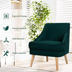 Costway Lot de 2 fauteuils d'appoint en velours avec pieds en bois d'hévéa Rose/Vert/Gris