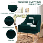 Costway Lot de 2 fauteuils d'appoint en velours avec pieds en bois d'hévéa Rose/Vert/Gris