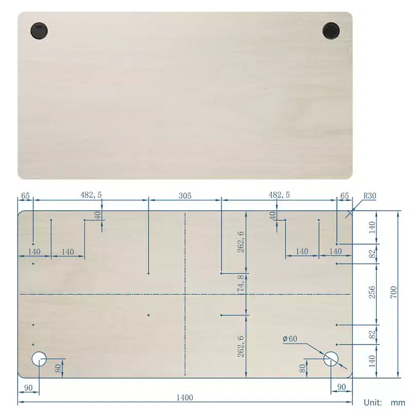 Plateau de table universel Costway pour cadre de bureau standard et debout Naturel