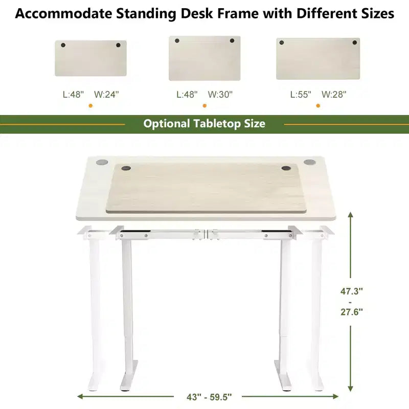 Plateau de table universel Costway pour cadre de bureau standard et debout Naturel