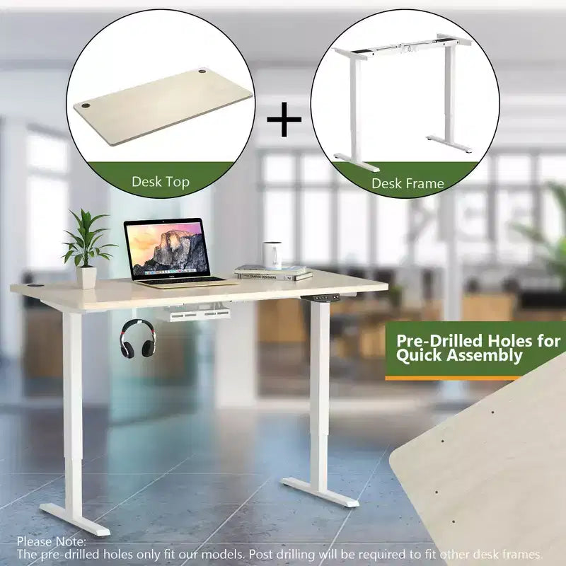 Plateau de table universel Costway pour cadre de bureau standard et debout Naturel