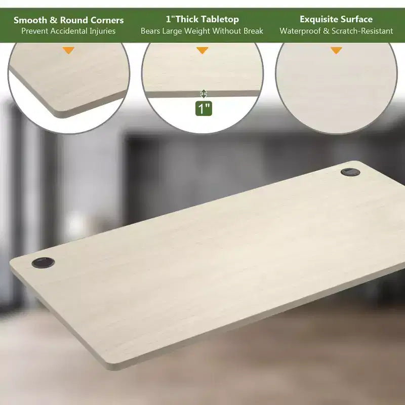 Plateau de table universel Costway pour cadre de bureau standard et debout Naturel