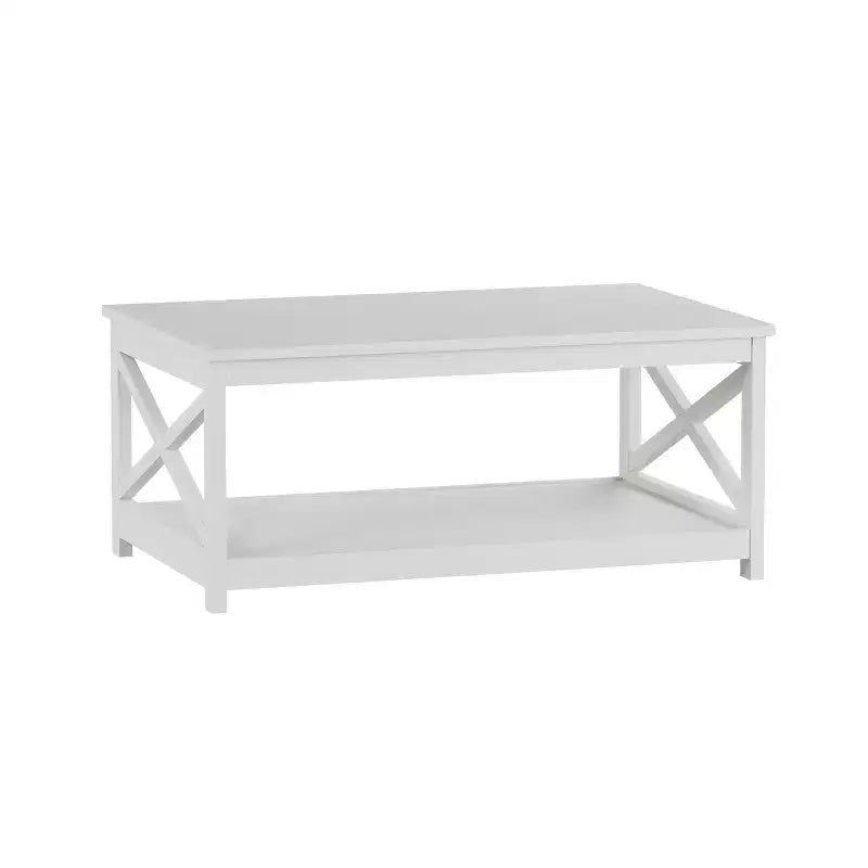 Table basse à deux niveaux à piètement en X Hastings Home - Blanc