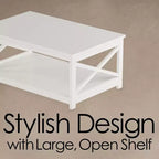 Table basse à deux niveaux à piètement en X Hastings Home - Blanc