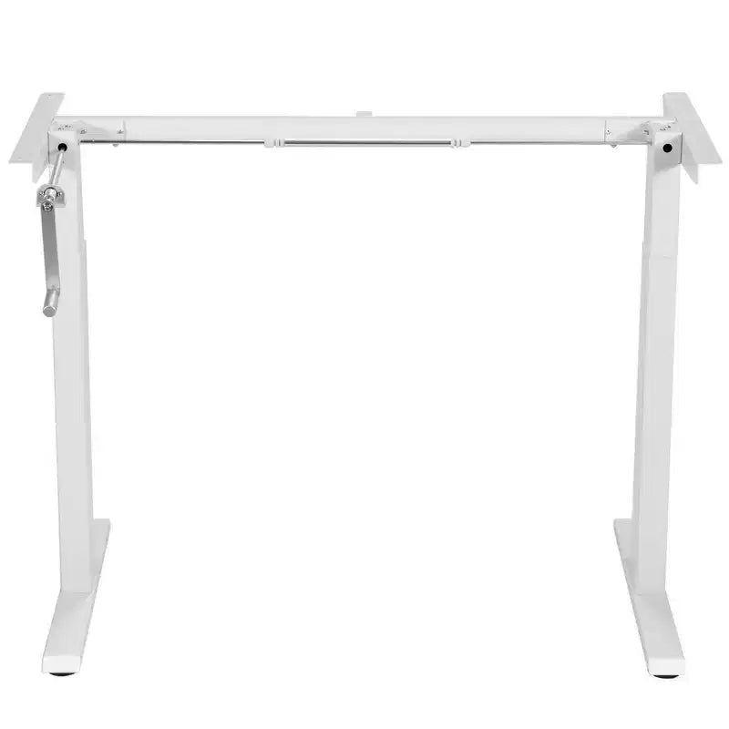 Costway Cadre de Bureau Assis-Debout à Manivelle, Réglable en Hauteur, Base Debout Blanche