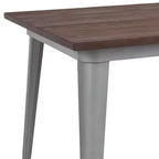 Merrick Lane Table carrée à cadre en acier rectangulaire avec plateau en bois