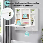 Bureau flottant mural pliable Costway, gain de place, poste de travail pour ordinateur portable