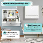 Bureau flottant mural pliable Costway, gain de place, poste de travail pour ordinateur portable