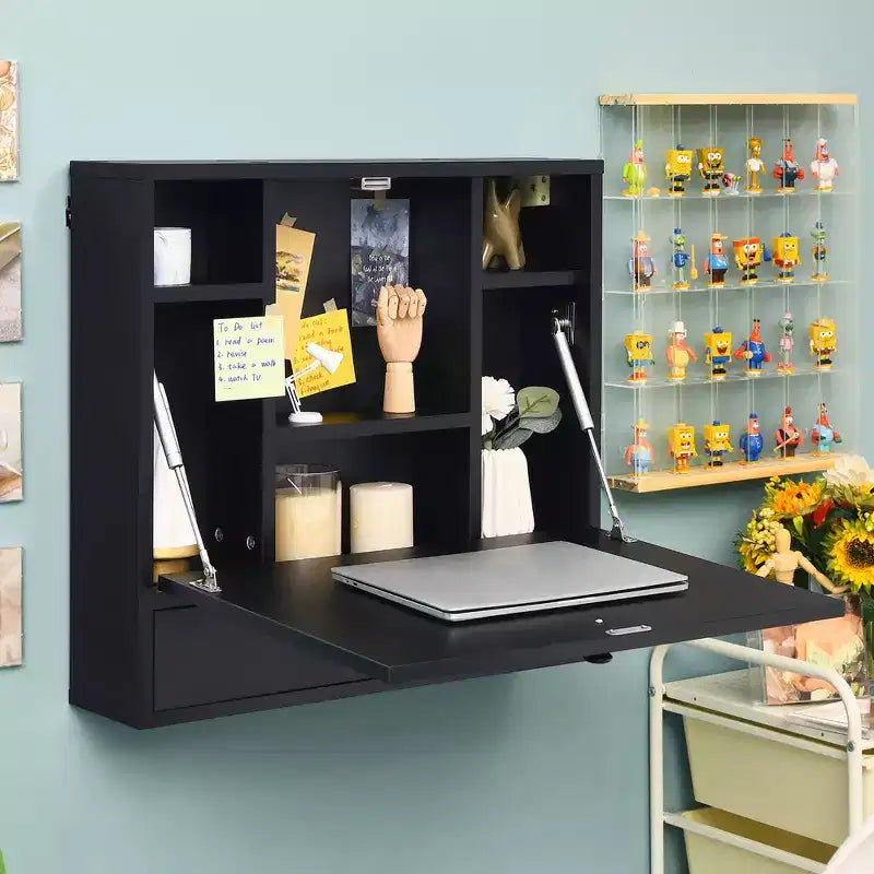 Bureau flottant mural pliable Costway, gain de place, poste de travail pour ordinateur portable