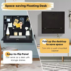 Bureau flottant mural pliable Costway, gain de place, poste de travail pour ordinateur portable