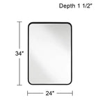 Miroir Mural Rectangulaire à Bord Arrondi Liguria Uttermost, Cadre en Fer Noir Biseauté Moderne 24 Pouces de Large pour Salle de Bain, Chambre, Salon, Entrée