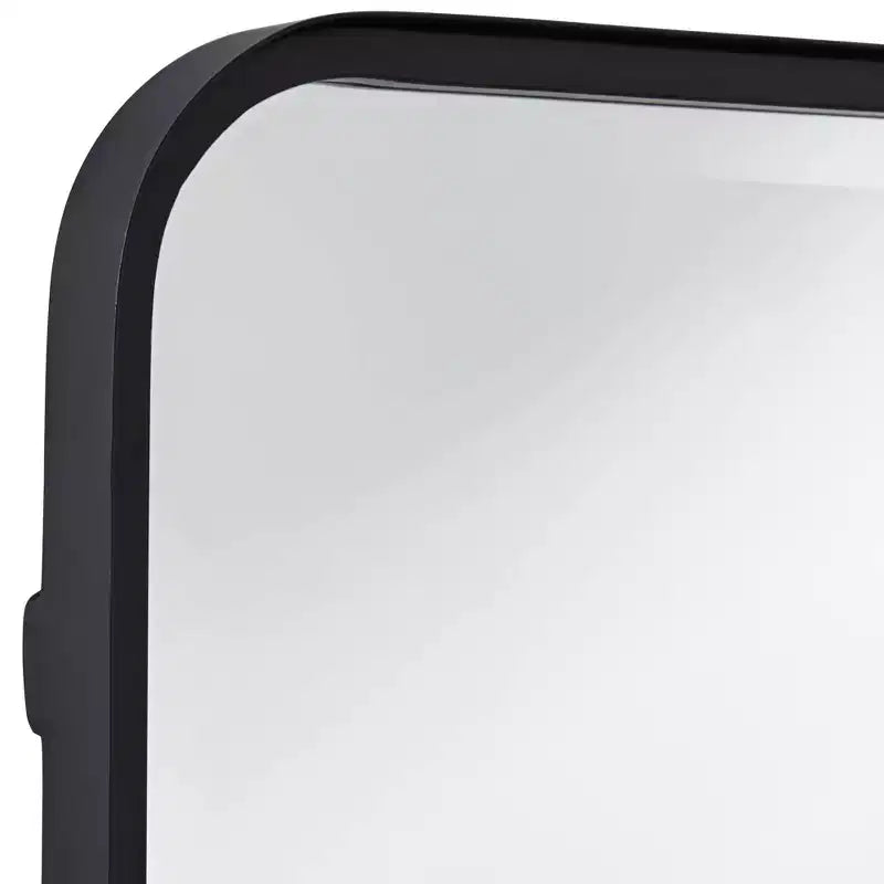 Miroir Mural Rectangulaire à Bord Arrondi Liguria Uttermost, Cadre en Fer Noir Biseauté Moderne 24 Pouces de Large pour Salle de Bain, Chambre, Salon, Entrée